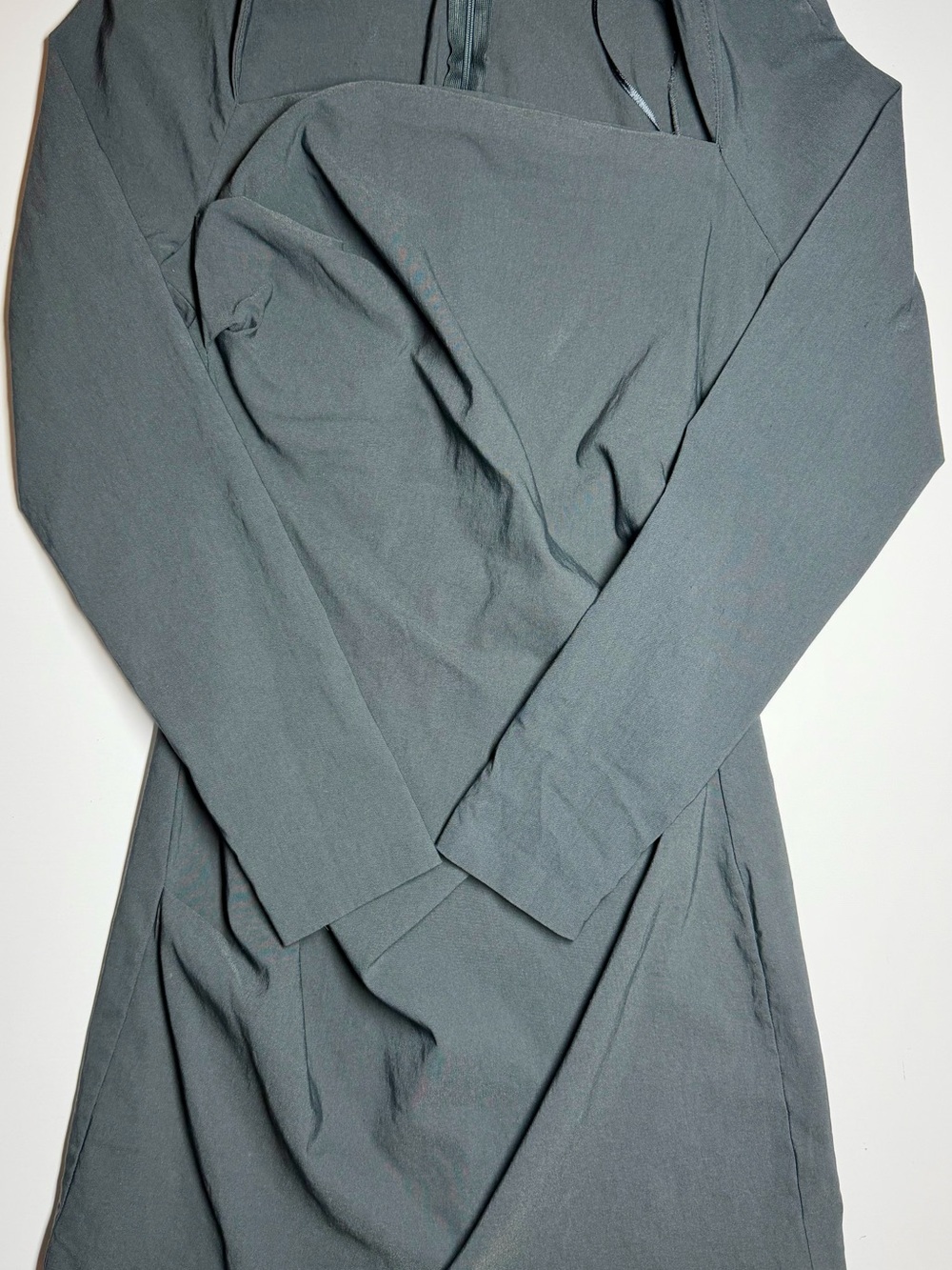 ZARA Gray Draped‎ Front Mini Dress Square Neck Long Sleeve Size M
